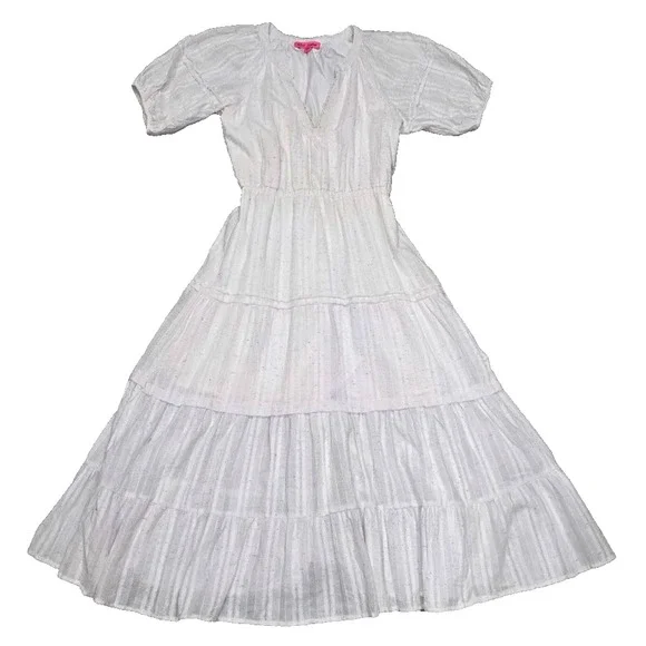 Betsey Johnson Spectator puff sleeve maxi cottagecore dress confetti S A004401 - Picture 4 of 11